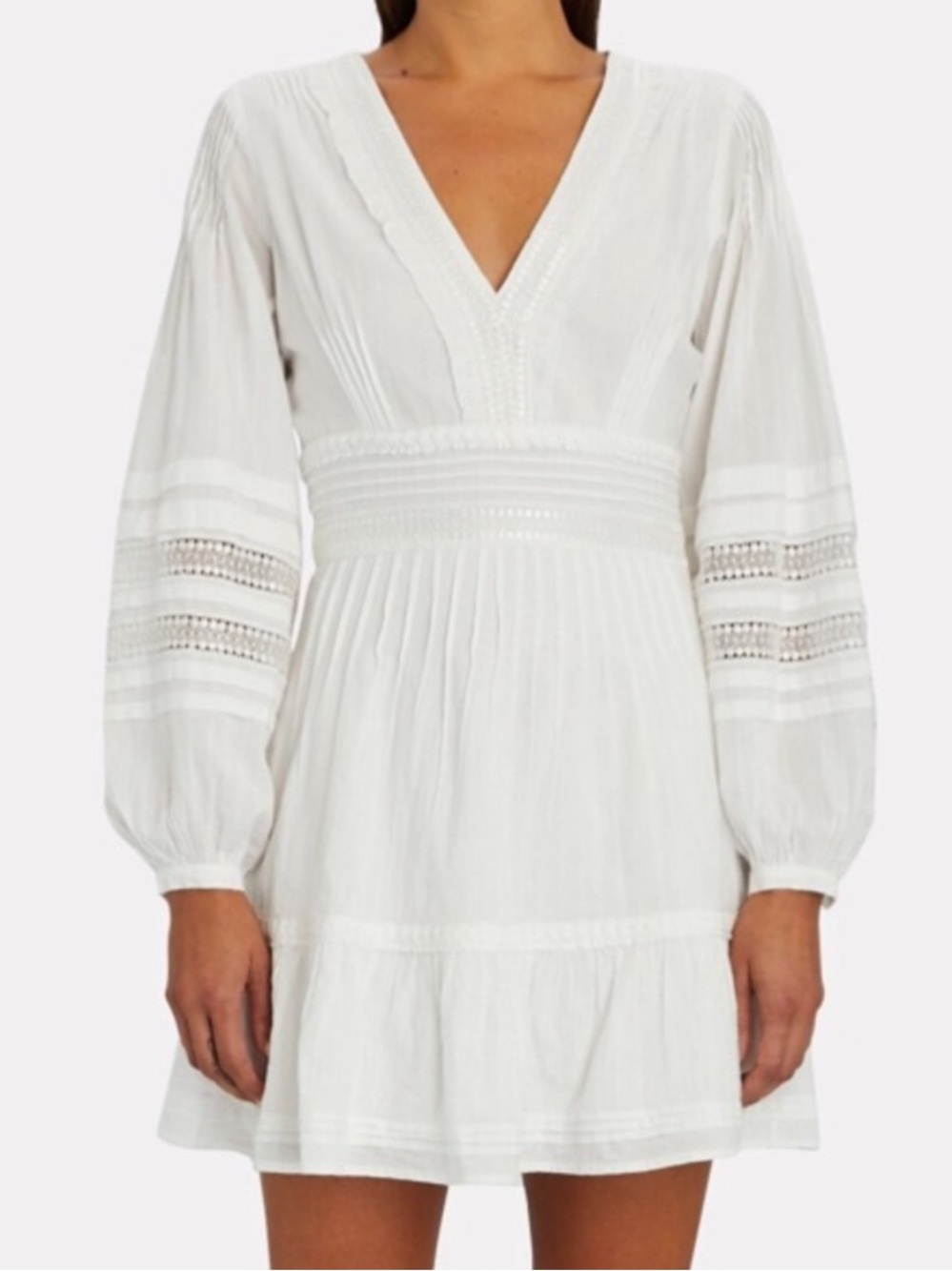 Intermix Bettina Cotton Balloon Sleeve Mini Dress White Sz 6